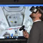 People wearing VR headsets, socializing in a virtual world