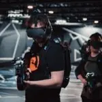 wearing a VR headset