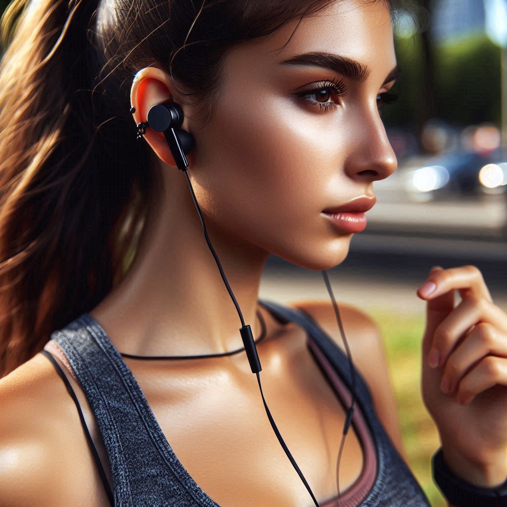 Wearing high bass Bluetooth earphones while jogging