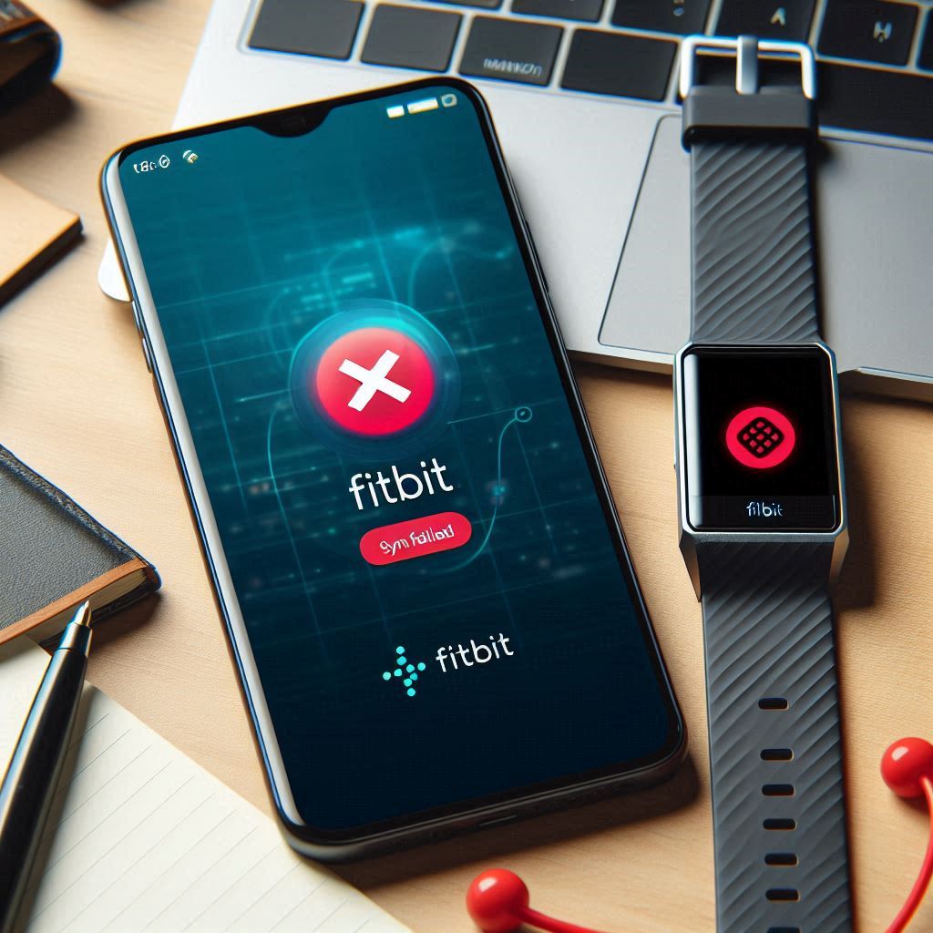 A close-up image of a smartphone screen displaying the Fitbit app with a “Sync Failed”