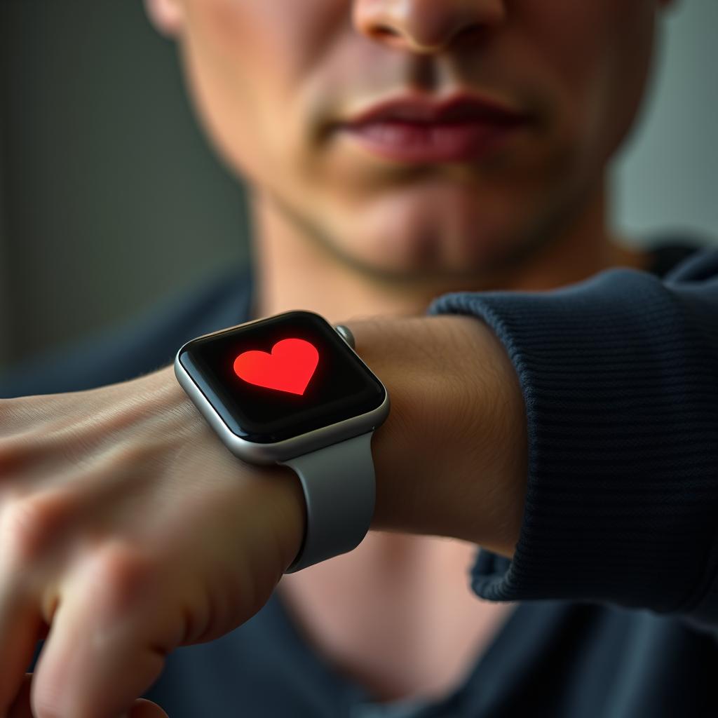Person receiving an emergency heart alert on their smartwatch screen
