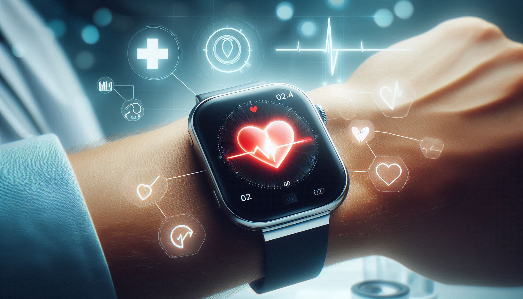 Smartwatch showing heart rate and ECG for heart health monitoring
