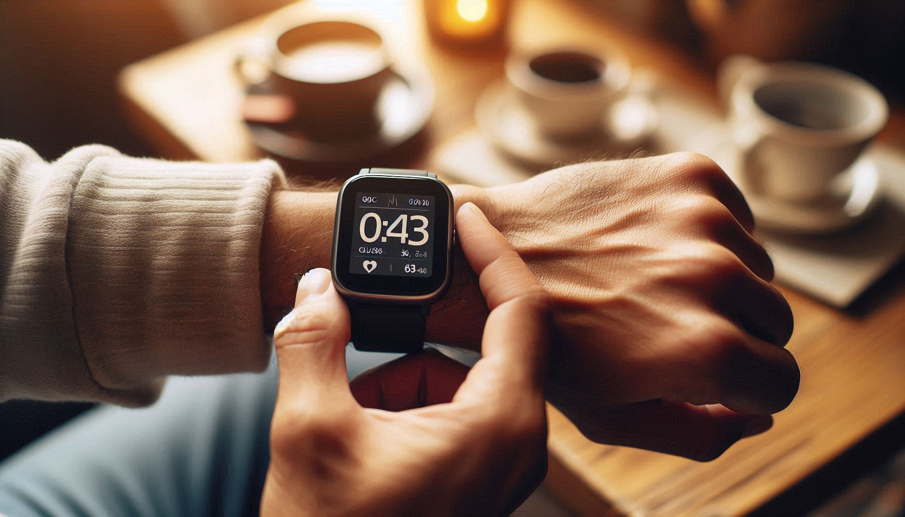 Modern smartwatch displaying glucose and blood pressure