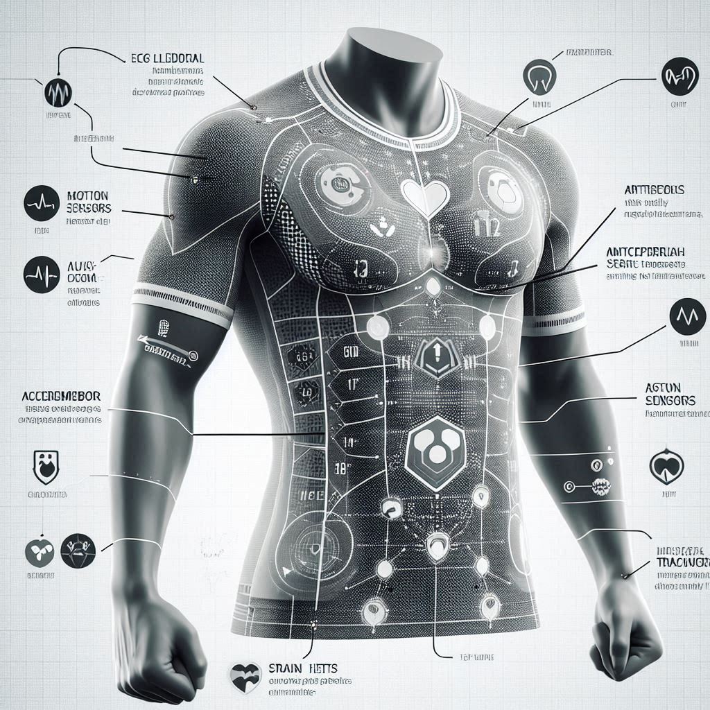 Smart athletic shirt with labeled embedded sensors such as ECG electrod