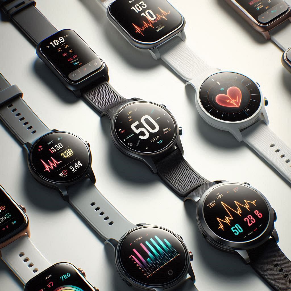 Heart monitor watches on a clean white surface