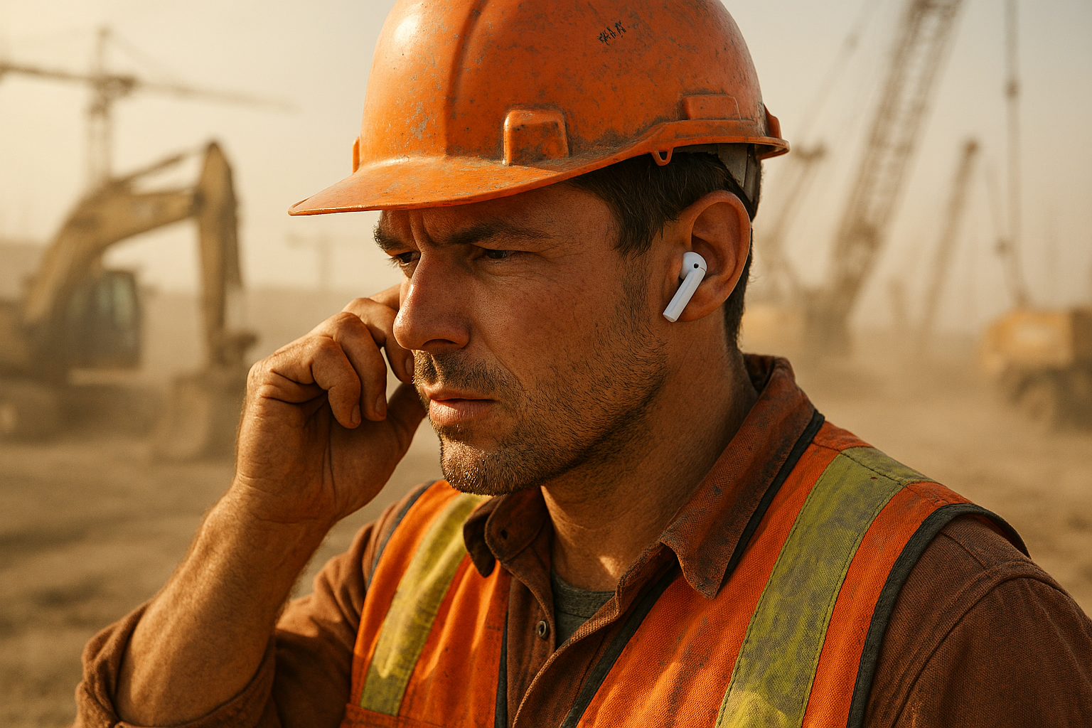 best earbuds for construction workers on a noisy job site with safety gear