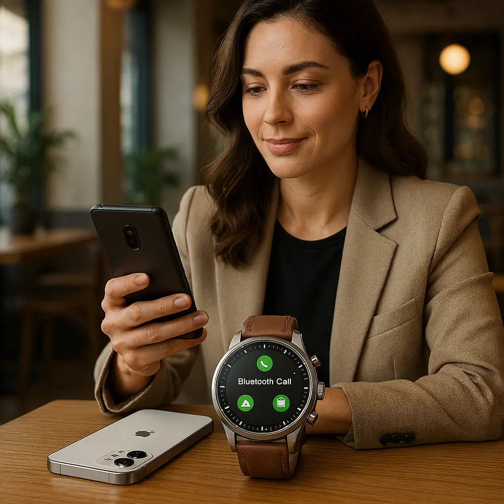 Premium Bluetooth smartwatch compatible with Android and iOS smartphones